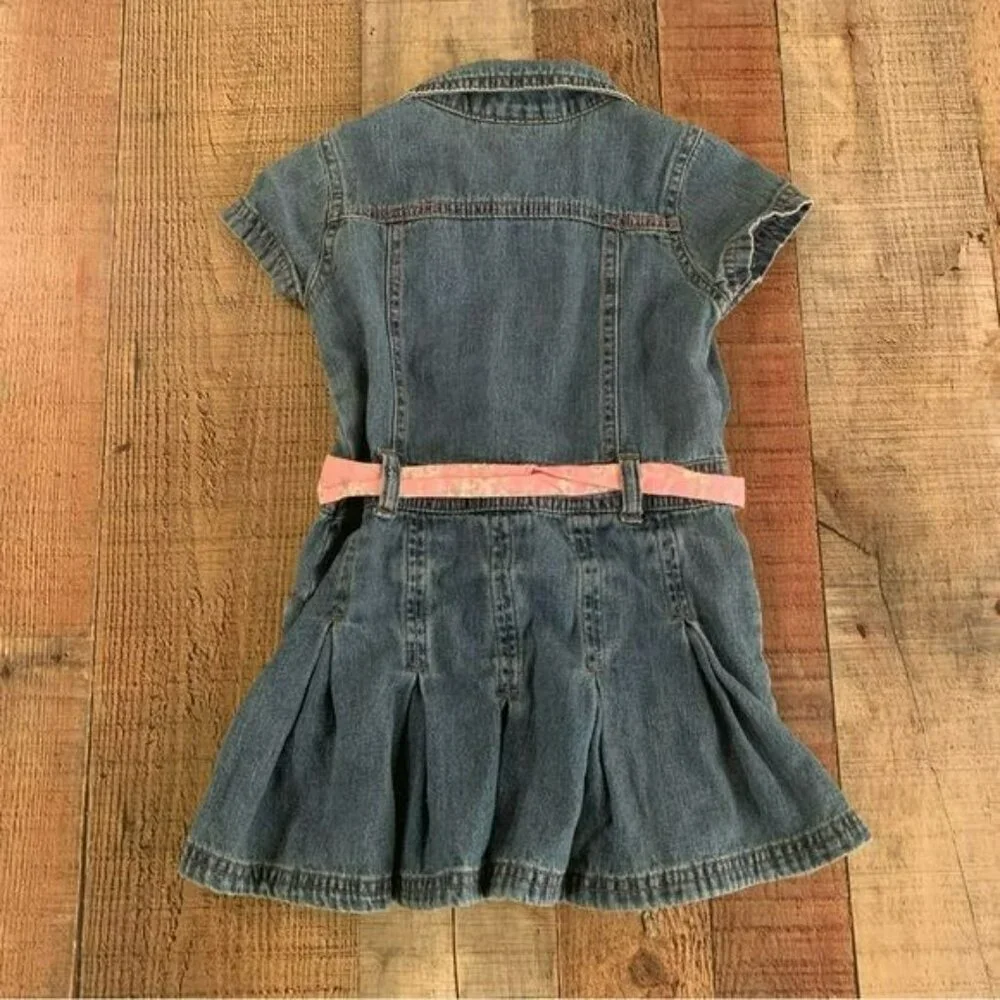 Carters vintage girls denim dress with embroidered flowers and butterflies -4T